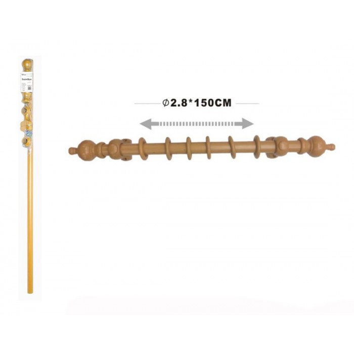Ξύλινο Κουρτινόξυλο Μονό Φ28mm 150cm Φυσικό