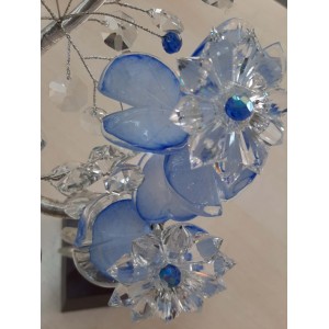 Διακοσμητικό Κρυστάλλινο Λουλούδι Flor de Cristal Μπλε σε ξύλινη βάση 15x10x36cm Galifas 7912444