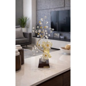 Διακοσμητικό Κρυστάλλινο Λουλούδι Flor de Cristal Κίτρινο σε ξύλινη βάση 15x10x36cm Galifas 7912449