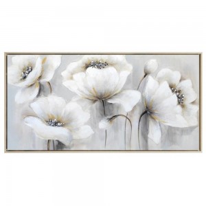 Πίνακας Καμβά Λουλούδια Ασημί Κάδρο 62x122x4.5cm Karvounis Bd22b221b-2a