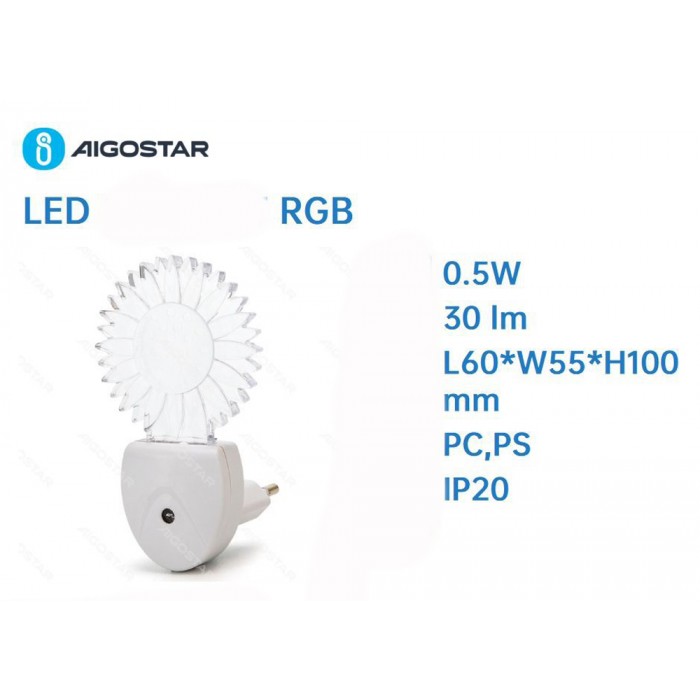 Φωτιστικό Νυκτός Led RGB 10cm με Φωτοκύτταρο Φωτάκι Aigostar 