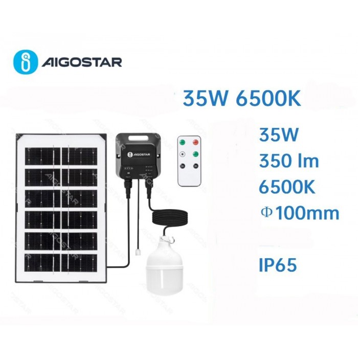 Ηλιακό Κρεμαστό Φωτιστικό LED 1x35W με Τηλεχειριστήριο Ø 10cm Aigostar