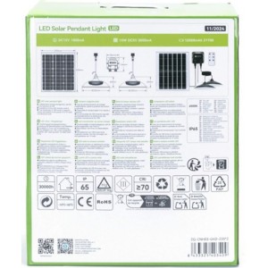 Ηλιακό Κρεμαστό Φωτιστικό LED 2x70W με Τηλεχειριστήριο Ø 23.5cm Aigostar 40340