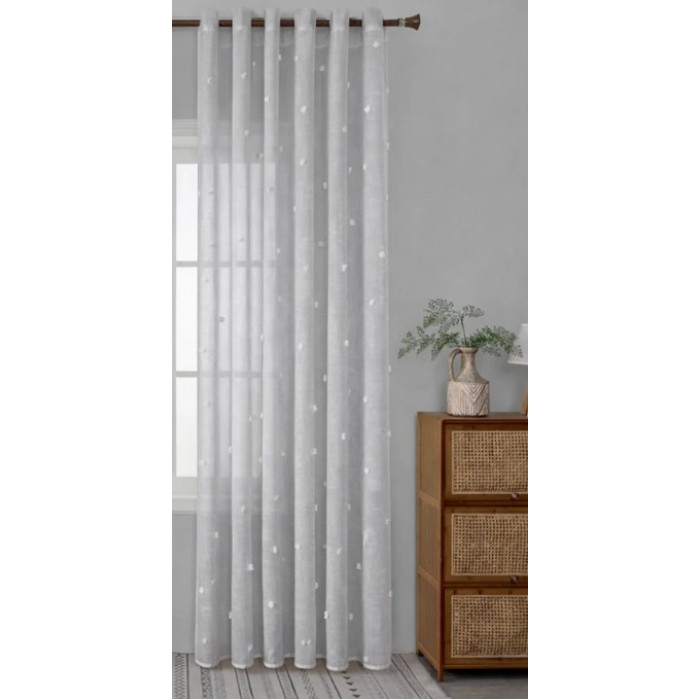Κουρτίνα Με Τρέσα Palline Soffici Ημιδιάφανη Λευκή 270x280cm