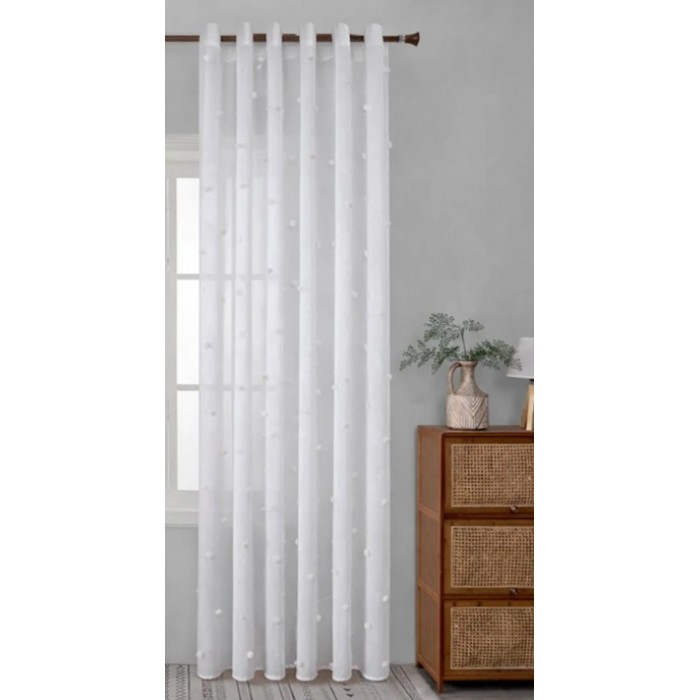Κουρτίνα Με Τρέσα Palline Soffici Ημιδιάφανη Λευκή 270x280cm