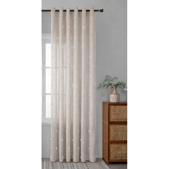 Κουρτίνα Με Τρέσα Palline Soffici Ημιδιάφανη Λευκή 270x295cm