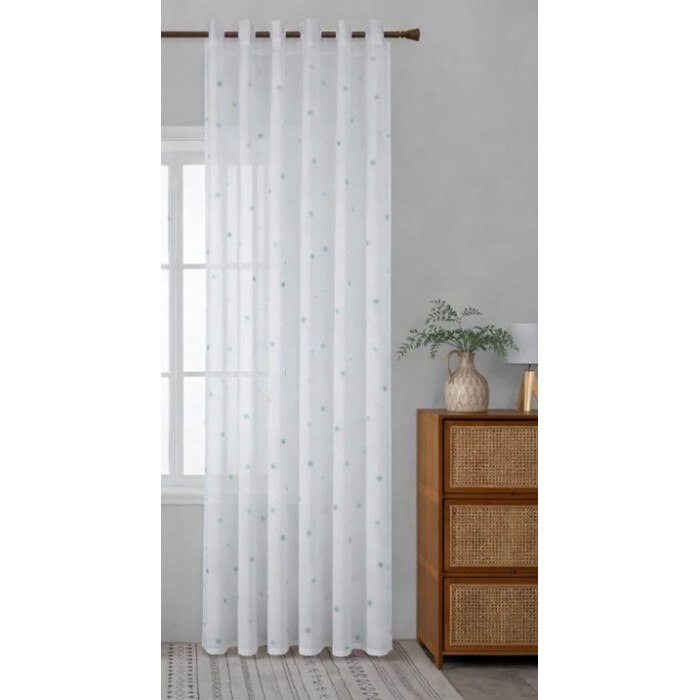 Κουρτίνα Με Τρέσα Palline Soffici Ημιδιάφανη Λευκή 270x295cm