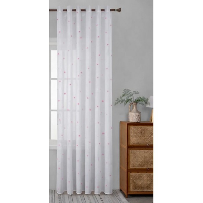 Κουρτίνα Με Τρέσα Palline Soffici Ημιδιάφανη Λευκή 270x280cm