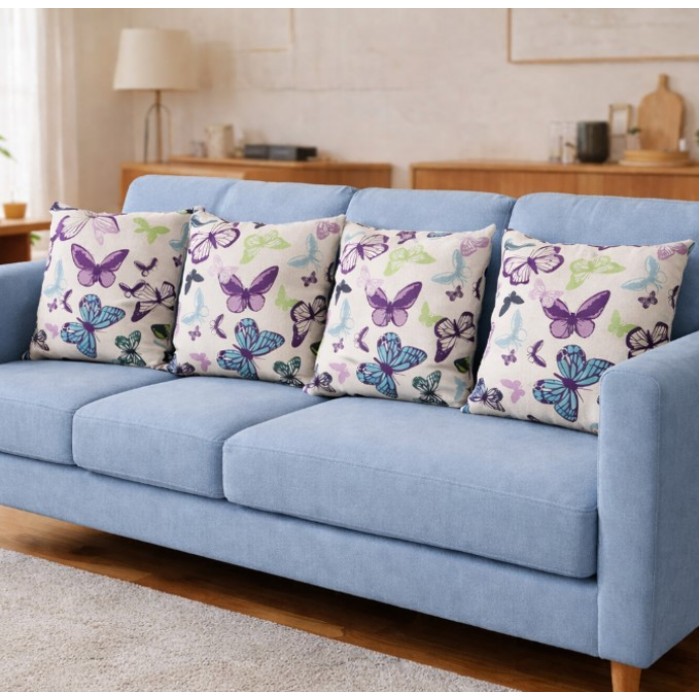 Διακοσμητική Μαξιλαροθήκη 45x45cm Butterfly 4 τεμαχίων ForHome