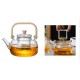 Γυάλινη τσαγιέρα με ξύλινη λαβή και blooming tea σε δίσκο