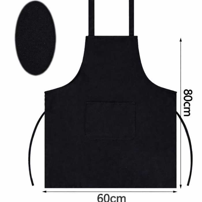 Μαύρη ποδιά εστιατορίου ολόσωμη 80x60cm με τσέπη