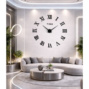 Ρολόι Τοίχου Αυτοκόλλητο 3D DIY 50-120cm ZH019 Μαύρο