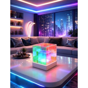 Επιτραπέζιο Επαναφορτιζόμενο Φωτιστικό Led RGB Cube 12x12x15cm General Trade 987003