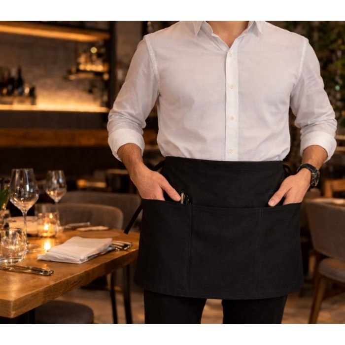Ποδιά σερβιτόρου μέσης Bellissimo Ristorante Red 57x35cm μαύρη