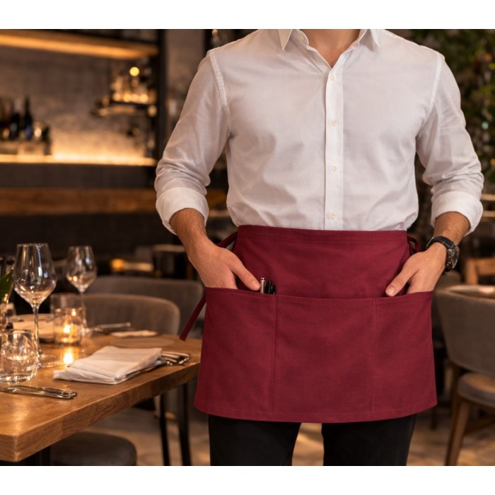 Ποδιά σερβιτόρου μέσης Bellissimo Ristorante Red 57x35cm κόκκινη