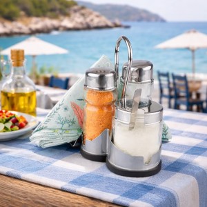 Σετ Αλατοπίπερο Με Μουσταρδιέρα και Χαρτοπετσετοθήκη Ιnox 3 τεμαχίων 20972 
