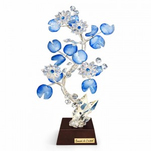Διακοσμητικό Κρυστάλλινο Λουλούδι Μπλε Bonsai de Cristal σε ξύλινη βάση 14x12x36cm Galifas 912349