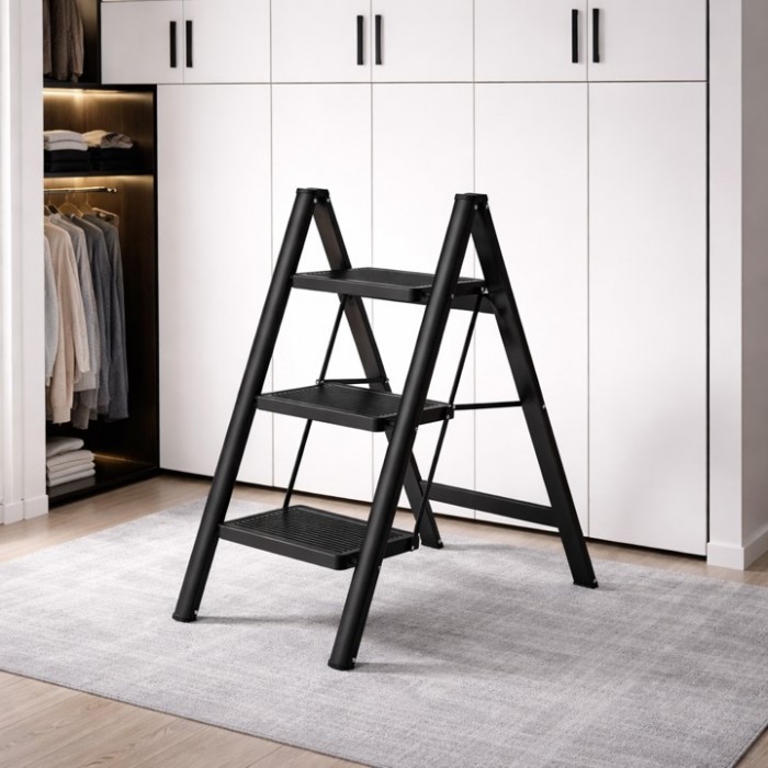 Σκάλα αλουμινίου με 3 σκαλοπάτια μαύρη 82cm