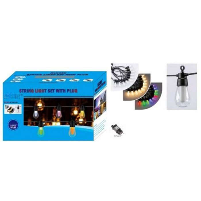 LED αδιάβροχη γιρλάντα 220V 10m με 10 λάμπες RGB και θερμό λευκό