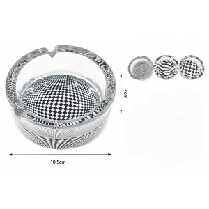 Σταχτοδοχείο Τσιγάρου Γυάλινο 10.5x4cm Black and White Checkered 6 τεμαχίων ForHome 55644