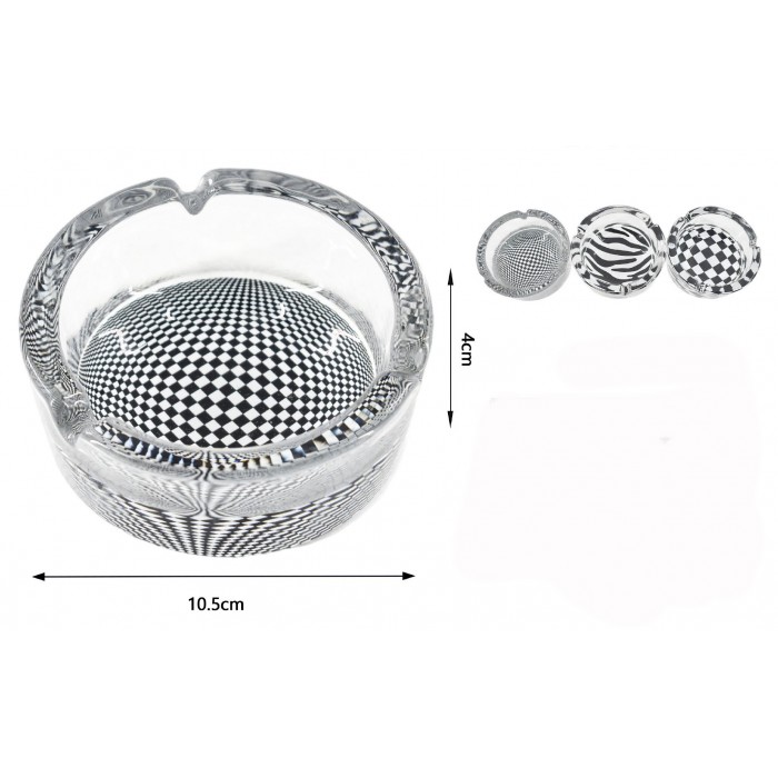 Σταχτοδοχείο Τσιγάρου Γυάλινο 10.5x4cm Black and White Checkered 6 τεμαχίων