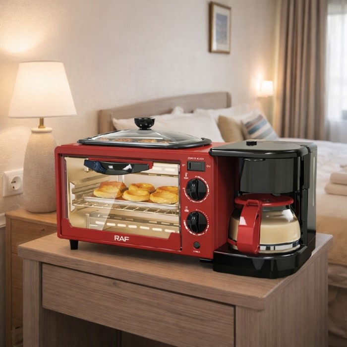 Ηλεκτρικός φούρνος καφετιέρα 3 in 1 Breakfast Maker Raf κόκκινο