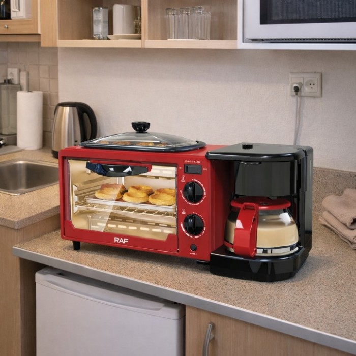 Ηλεκτρικός φούρνος καφετιέρα 3 in 1 Breakfast Maker Raf κόκκινο