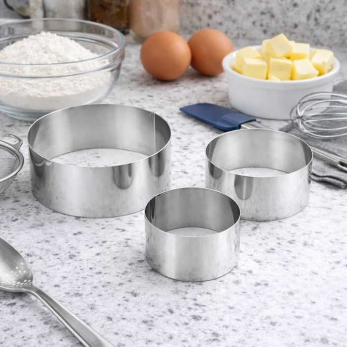 Κουπ πατ στρογγυλά μεταλλικά σετ 3 τεμαχίων για ζαχαροπλαστική