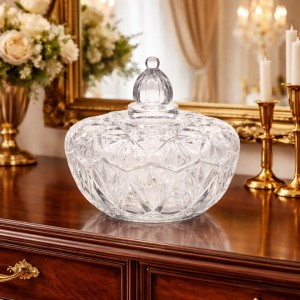 Φοντανιέρα Γυάλινη με Καπάκι Διάφανη Elviana 16x15cm ForHome 99071