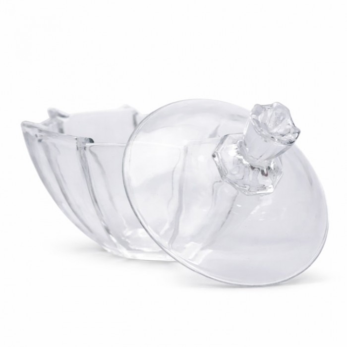 Φοντανιέρα γυάλινη με καπάκι διάφανη 18x13cm ForHome