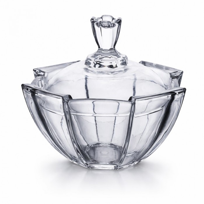 Φοντανιέρα γυάλινη με καπάκι διάφανη 18x13cm ForHome