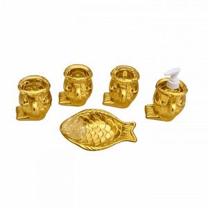 Σετ Αξεσουάρ Μπάνιου Πλαστικό Celeste Bath Collection Χρυσό 5 τεμαχίων Galifas 745652