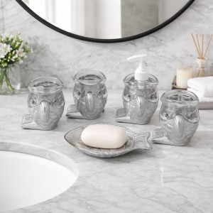 Σετ Αξεσουάρ Μπάνιου Πλαστικό Celeste Bath Collection Ασημί 5 τεμαχίων Galifas 745651