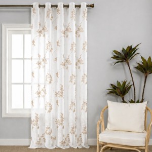 Κουρτίνα με Κρίκο Λινή Ημιδιάφανη Branches Brown 270x280cm Galifas 990895