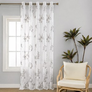 Κουρτίνα με Κρίκο Λινή Ημιδιάφανη Branches Gray 270x280cm Galifas 990899