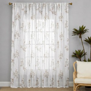 Κουρτίνα με Τρέσα Λινή Ημιδιάφανη Branches Brown 270x280cm Galifas 460891
