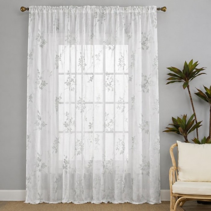 Κουρτίνα με τρέσα ημιδιάφανη Branches Gray 270x280cm