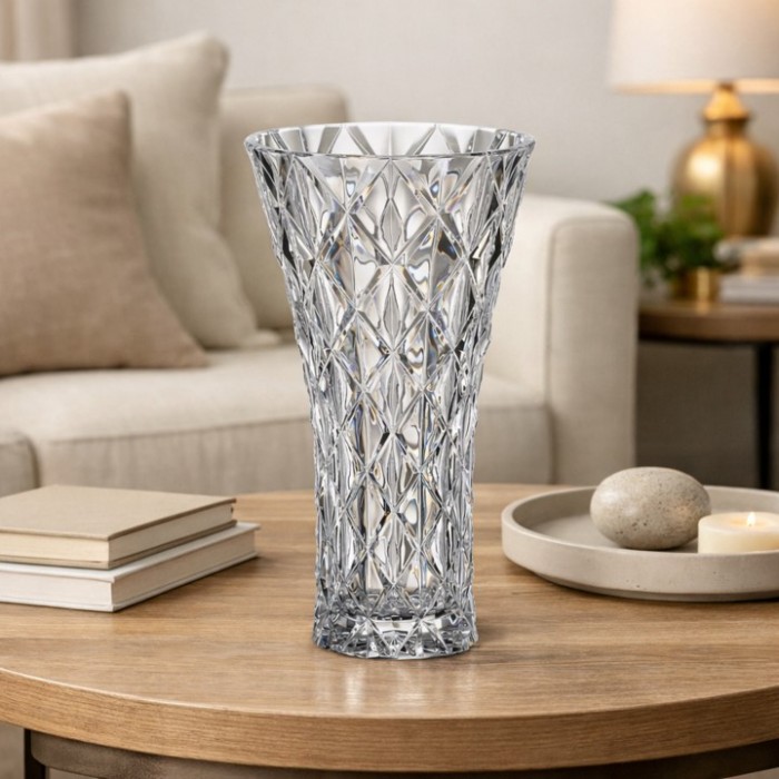 Διακοσμητικό κρυστάλλινο βάζο Memphis 30.5cm διάφανο Crystal Bohemia