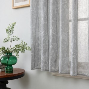 Κουρτίνα Παραθύρου Ημιδιάφανη με Τρέσα Floral Breeze Window Curtain Γκρι 200x140cm Galifas 604111
