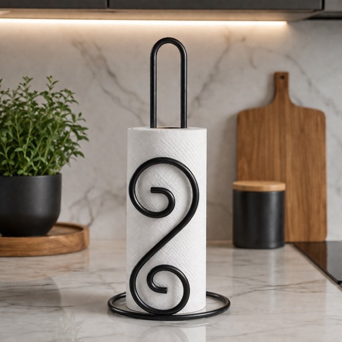 Μαύρη μεταλλική βάση για χαρτί κουζίνας 15x28cm
