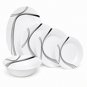 Σετ Πιάτα Γυάλινα Black Line Opal Glass Dinnerware 20 τεμαχίων General Trade 445110