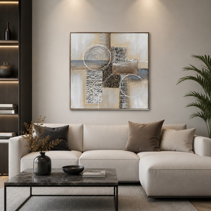 Harmony Abstract Canvas 62x62cm modern abstract wall art with frame