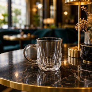Κούπα Γυάλινη Διάφανη Luxe Diamond Coffee Mug 220ml 6 τεμαχίων ForHome 107003