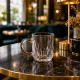 Κούπα γυάλινη διάφανη Glass Mug 220ml με χερούλι σετ 6 τεμαχίων
