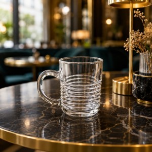 Κούπα Γυάλινη Διάφανη Ripple Glass Mug 220ml 6 τεμαχίων ForHome 107004