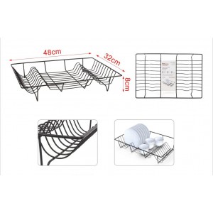 Στραγγιστήρι Νεροχύτη Μεταλλικό Μαύρο 48x32x8cm ForHome 773569