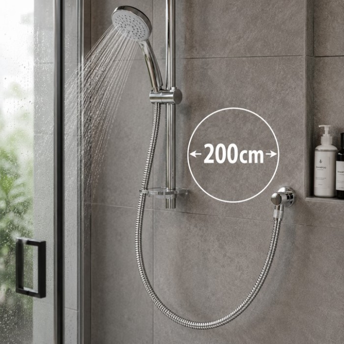 Σπιράλ Ντουζ Inox 200cm Ασημί 