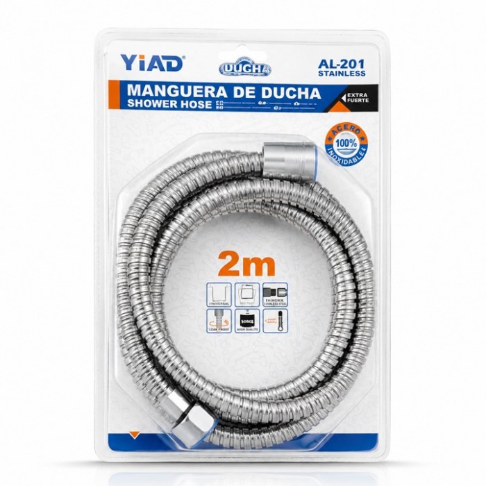 Σπιράλ Ντουζ Inox 200cm Ασημί 