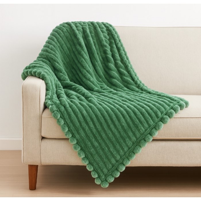 Κουβέρτα Fleece Πράσινη Μονή 160x220cm ForHome