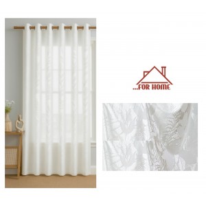 Κουρτίνα με Κρίκο Flores de Terciopelo Λευκό 200x290cm ForHome 75604221